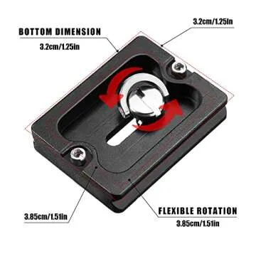 Frienda 2 Pieces Metal Quick Release Plate with 1/4''-20 Camera Screw Tripod Mount Plate Fits Standard for DSLR Camera Tripod Ball Head(Black,Pu50)