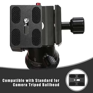Frienda 2 Pieces Metal Quick Release Plate with 1/4''-20 Camera Screw Tripod Mount Plate Fits Standard for DSLR Camera Tripod Ball Head(Black,Pu50)