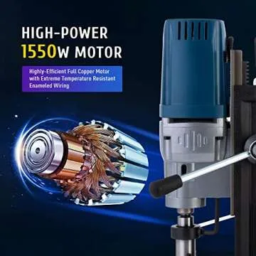 ZELCAN 1550W Electric Magnetic Drill Press w 2'' Boring Diameter Core Drill Bit Set, Portable Heavy Duty Power Mag Drill 3500lbf Electromagnet Drilling Machine for Metal Surface and Home Improvement