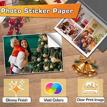 Koala Printable Glossy Sticker Paper for Inkjet Printer, White, 8.5x11 Inch Self-Adhesive Photo Sticker Printer Paper, (120 Sheets)