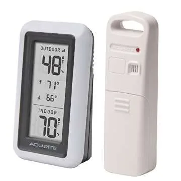 AcuRite Digital Thermometer with Indoor, Outdoor Temperature and Daily High and Lows (00424CA), Whit...