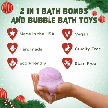 Magical Christmas Bath Bombs with Fun Toys for Kids