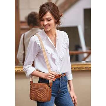 BOSTANTEN Quilted Crossbody Bags for Women Vegan Leather Purses Small Shoulder Handbags with Wide St...