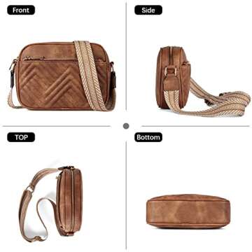 BOSTANTEN Quilted Crossbody Bags for Women Vegan Leather Purses Small Shoulder Handbags with Wide Strap Brown