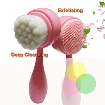 Dual-Sided Exfoliating Brush for Skin Care, Pink