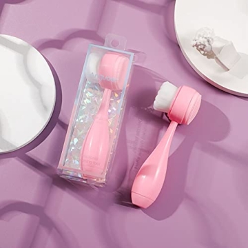 Dual-Sided Exfoliating Brush for Skin Care, Pink