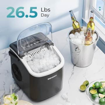 EUHOMY Countertop Ice Maker - 26.5lbs Daily, Auto-Cleaning, Fast Ice Production
