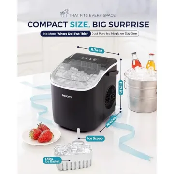 Portable Ice Maker - 26.5lbs Daily, Self-Cleaning & Quiet Performance