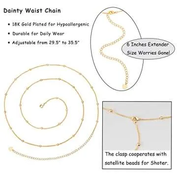 PEARLADA 18K Gold Minimalist Body Chain for Summer Style