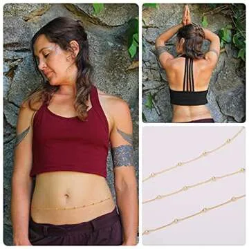 PEARLADA 18K Gold Minimalist Body Chain for Summer Style