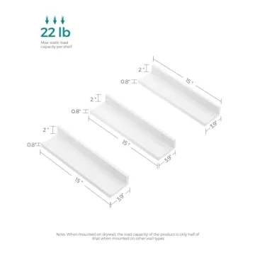 SONGMICS 15-Inch Floating Shelves Set for Home & Office