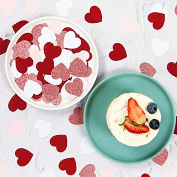 Rose-gold Pink Wine-Red Bachelorette Heart-Confetti - 300pcs Mothers Day PartyDecorations Glitter Paper Dots Princess Tea Party Sweet 16 18 Birthday Table Decor Lasting Surprise