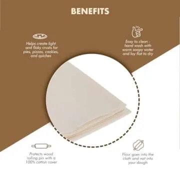 Regency Wraps Natural Pastry Cloth & Rolling Pin Cover Set for Effortless Dough Rolling
