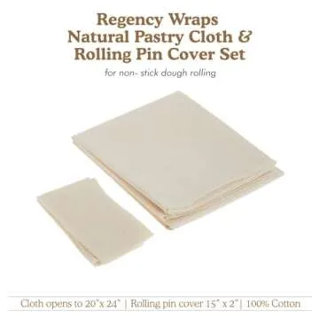 Natural Pastry Cloth & Rolling Pin Cover Set for Bakers