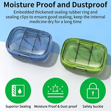 Travel Pill Organizer - 3 Compartment Moisture Proof Case