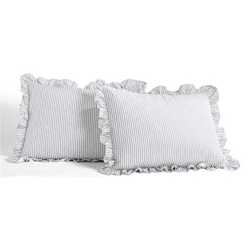 Gray Vintage Chic Ticking Stripe Bedspread Set