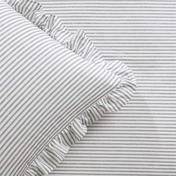 Gray Vintage Chic Ticking Stripe Bedspread Set