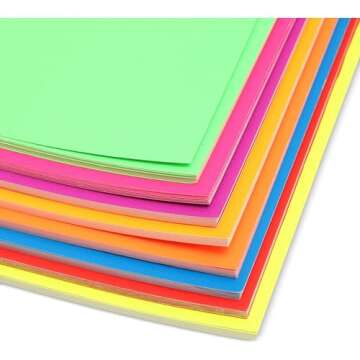 Vibrant Neon Cardstock Paper - 8 Colors for Creative Projects