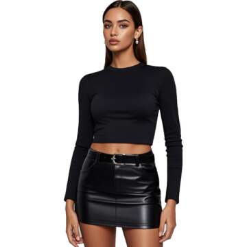 SUPOMAX Basic Long Sleeve Tops for Women Slim Fit Crew Neck Going Out Shirts Trendy Streetwear (US, ...