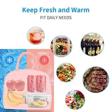 DALINDA Insulated Lunch Bag for Work School Travel Picnic