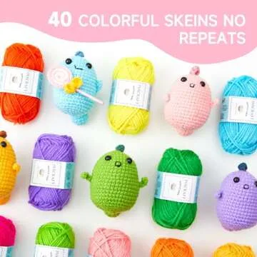 Inscraft 48 PCS Crochet Yarn Kit, 1400 Yards 40 Colors Acrylic Yarn Skeins, 2 Crochet Hooks, 2 Weaving Needles, 4 Stitch Markers, 1 Bag, for Crocheting & Knitting, Gift for Beginners and Adults