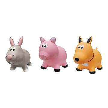 Farm Hoppers Bouncing Inflatable Animals - Award Winning Ride On Bouncy Pig Animal Jumper Toy for Ch...