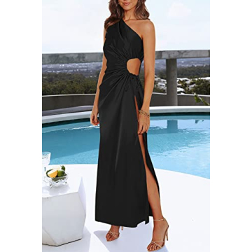 Stylish PRETTYGARDEN One Shoulder Satin Dress for Events