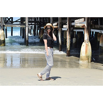 SweatyRocks Women's Sweatpants Drawstring Waist Long Workout Yoga Active Pants Striped Large