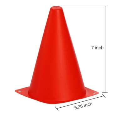 Faswin 30 Pack 7 Inch Plastic Traffic Cones, Sport Training Agility Field Marker Cone for Soccer, Sk...