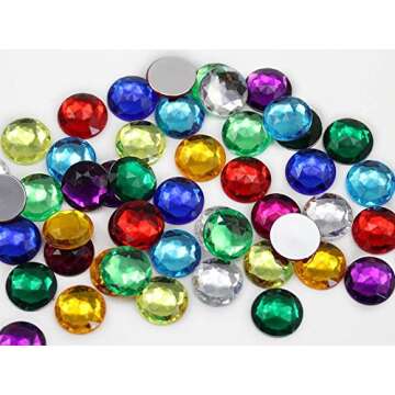 20mm Flat Back Round Acrylic Rhinestones Plastic Circle Gems for Costume Making Cosplay Jewels Pro G...