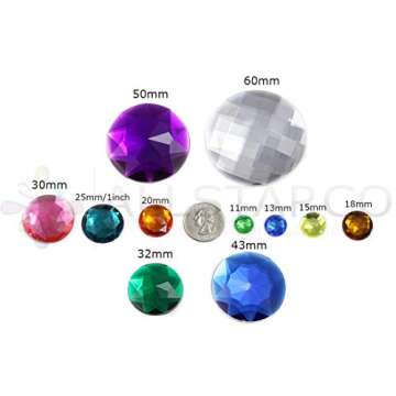 20mm Flat Back Round Acrylic Rhinestones Plastic Circle Gems for Costume Making Cosplay Jewels Pro Grade - 20 Pieces (Red Ruby H103)