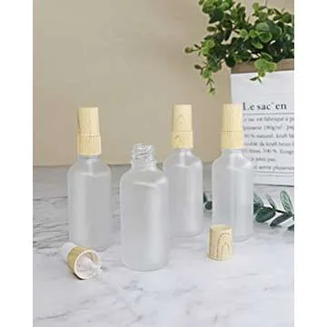 Gemice Portable Travel Spray Bottles, 4 Pack Empty Glass Spray Bottle for Essential Oils, Small Fine Mist Body Spray Bottles with Sprayer (50ml)