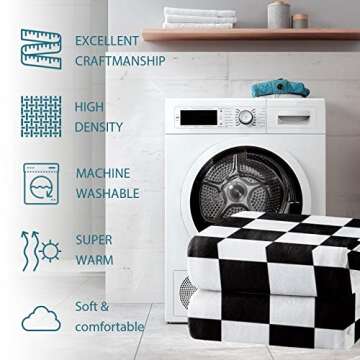 LBDOMOV Checkered Blanket Home Decor Fleece Flanel Throw, Black and White Checkered Warm Soft Lightweight Blanket for Bed Couch All Season Accent Throw Machine Washable 40" x 60"