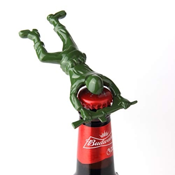 Creative 3D Army Man Bottle Opener,Unique Easy Opening Bottle Opener for Beer and beverage （Green ...