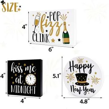 New Year Wooden Tiered Tray Decor Set of 3