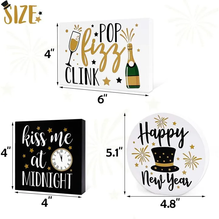 New Year Wooden Tiered Tray Decor Set of 3
