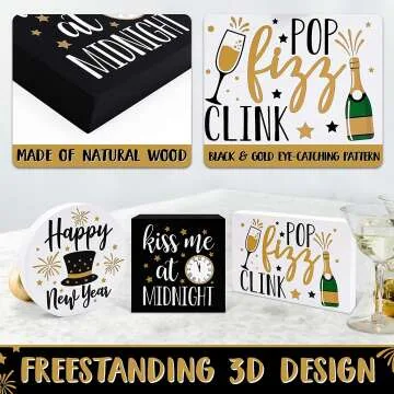 New Year Wooden Tiered Tray Decor Set of 3