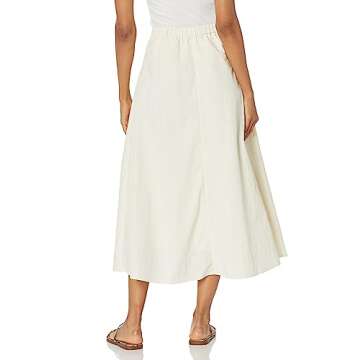 Moon River Women's Nickel Button a-line midi Skirt, Cream, Medium