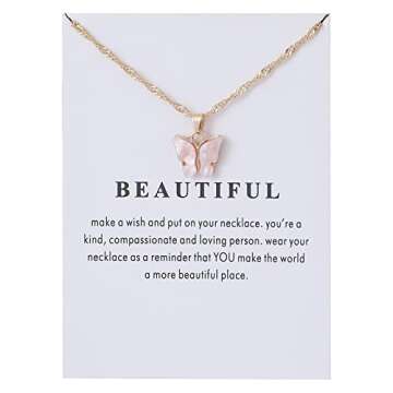 Colorful Acrylic Butterfly Pendant Necklace Bohemian Adjustable Retro Card Clavicle Chain Insect Ani...
