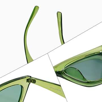 VANLINKER Small Trendy Skinny Cat Eye Sunglasses Women Colorful Y2k Party Shade Green Tinted Lens