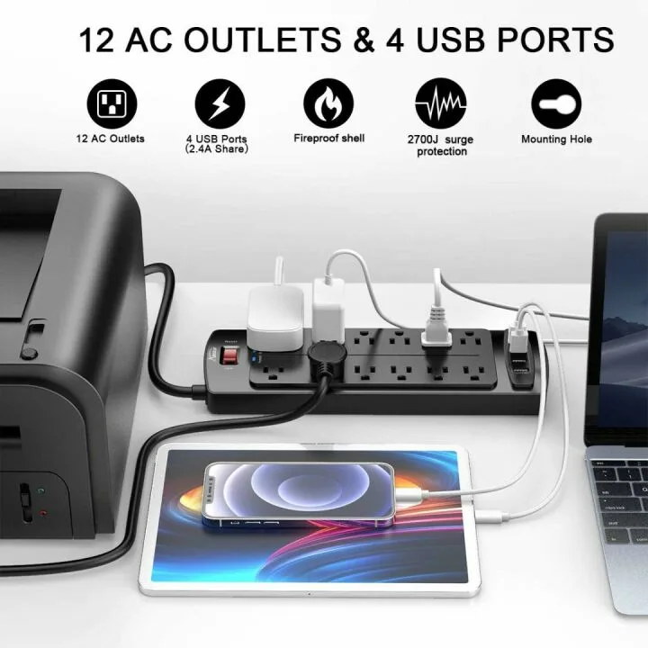 Power Strip Surge Protector with USB Ports
