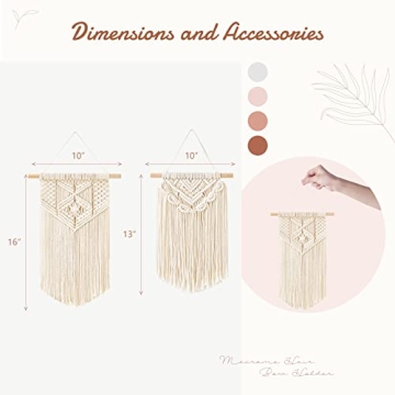 Mkono Hanging Photo Display with Light and 2 Pcs Small Macrame Wall Hanging Boho Home Decor Ornament Craft Gift for Home Office Nursery Room Dorm