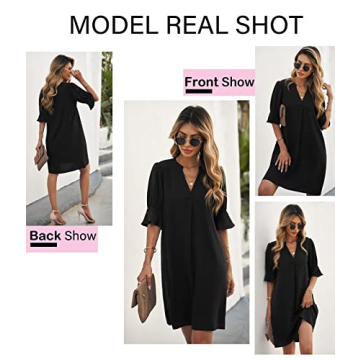 Chic QACOHU Women's V Neck Casual Dress for All Occasions
