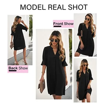 Chic QACOHU Women's V Neck Casual Dress for All Occasions