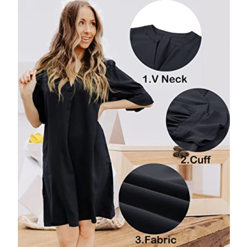 Chic QACOHU Women's V Neck Casual Dress for All Occasions