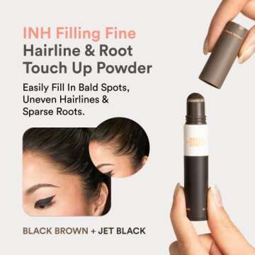 INH Filling Fine Hair Thickening Powder Stick For Men & Women, Concealer For Hair Loss, Thinning, Bald Spots, Graying Roots | Get Instant Results, 10x Fuller Hair In Seconds, Long lasting, Water-Proof