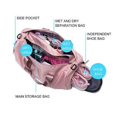 PinPle Sport Gym Bag Travel Duffel Bag with Shoe Compartment and Dry Wet Separation Layer for Men & Women (Cool Black)