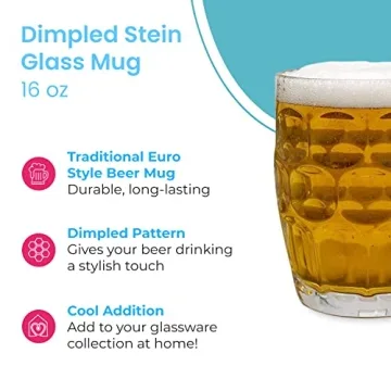 LavoHome Classic Glass Stein Mug for Beer and Beverages