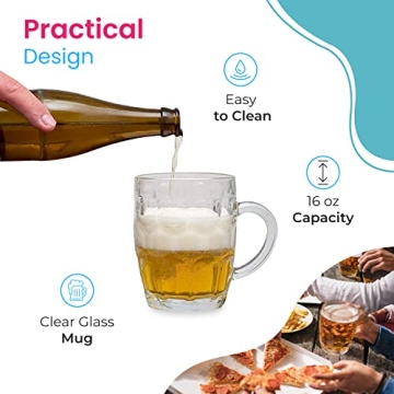 LavoHome Classic Glass Stein Mug for Beer and Beverages