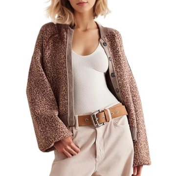 MISSACTIVER Women Leopard Print Button Down Knit Cardigan Long Sleeve Open Front Cheetah Graphic Swe...